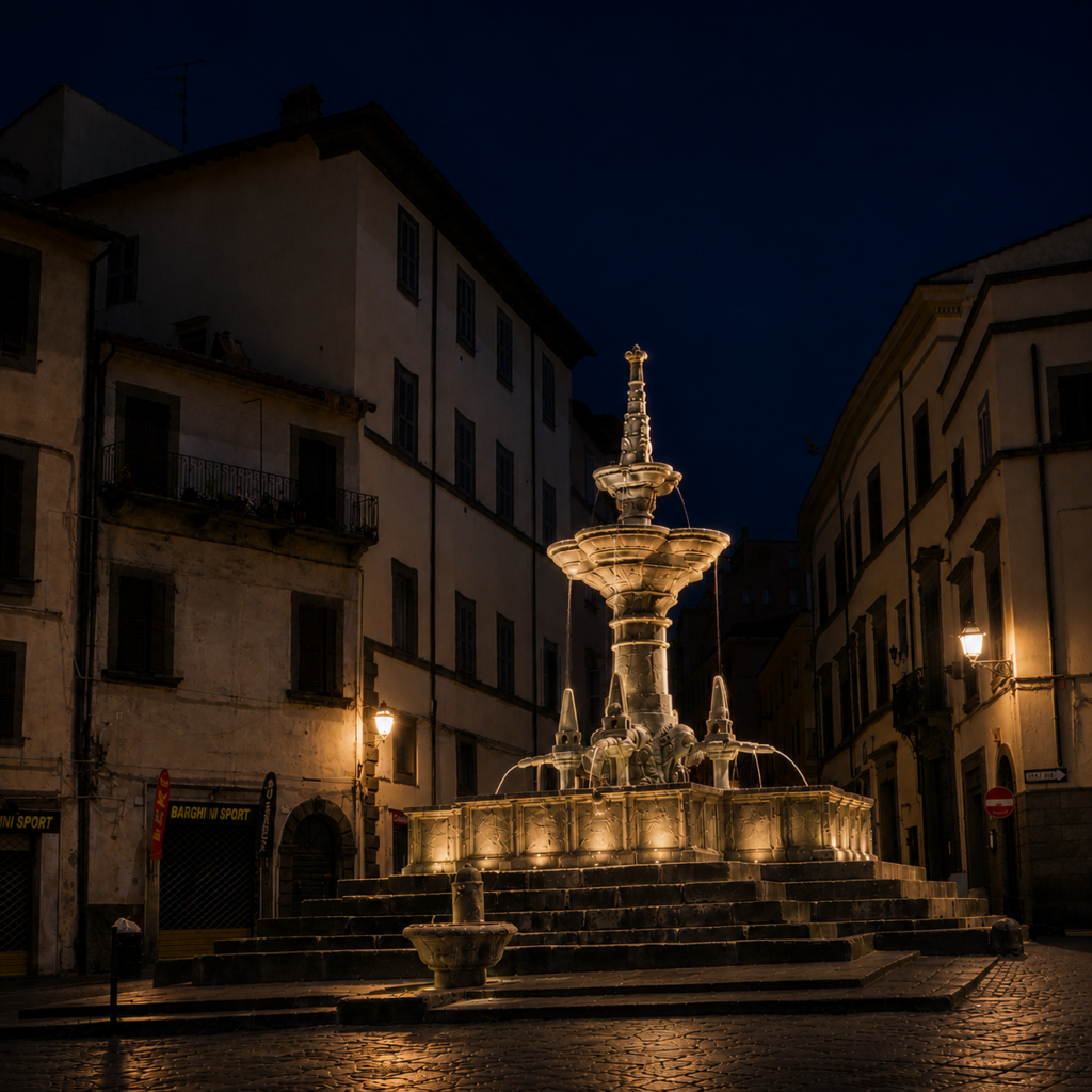 Illustrazione di Fontana Grande illuminata di notte