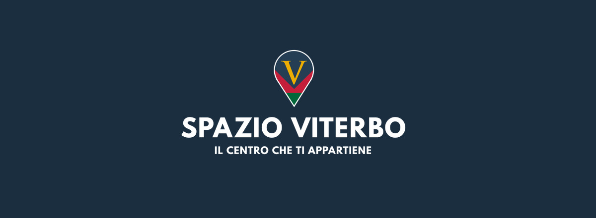Il logo di Spazio Viterbo su fondo blu