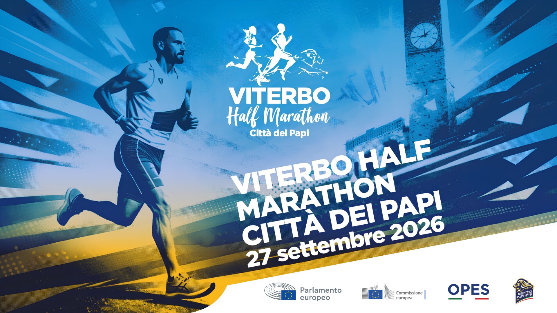 Locandina ufficiale della Viterbo Half Marathon - Città dei Papi, 27 settembre 2026
