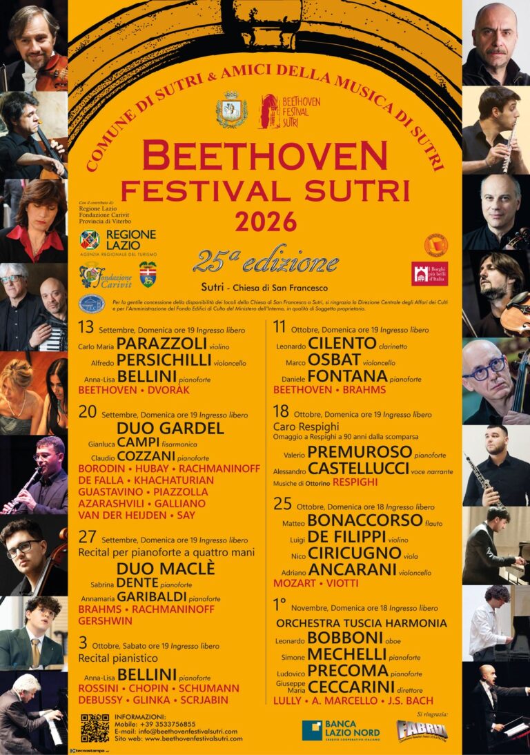 Beethoven Festival Sutri, 25 anni di musica nella Chiesa di San Francesco
