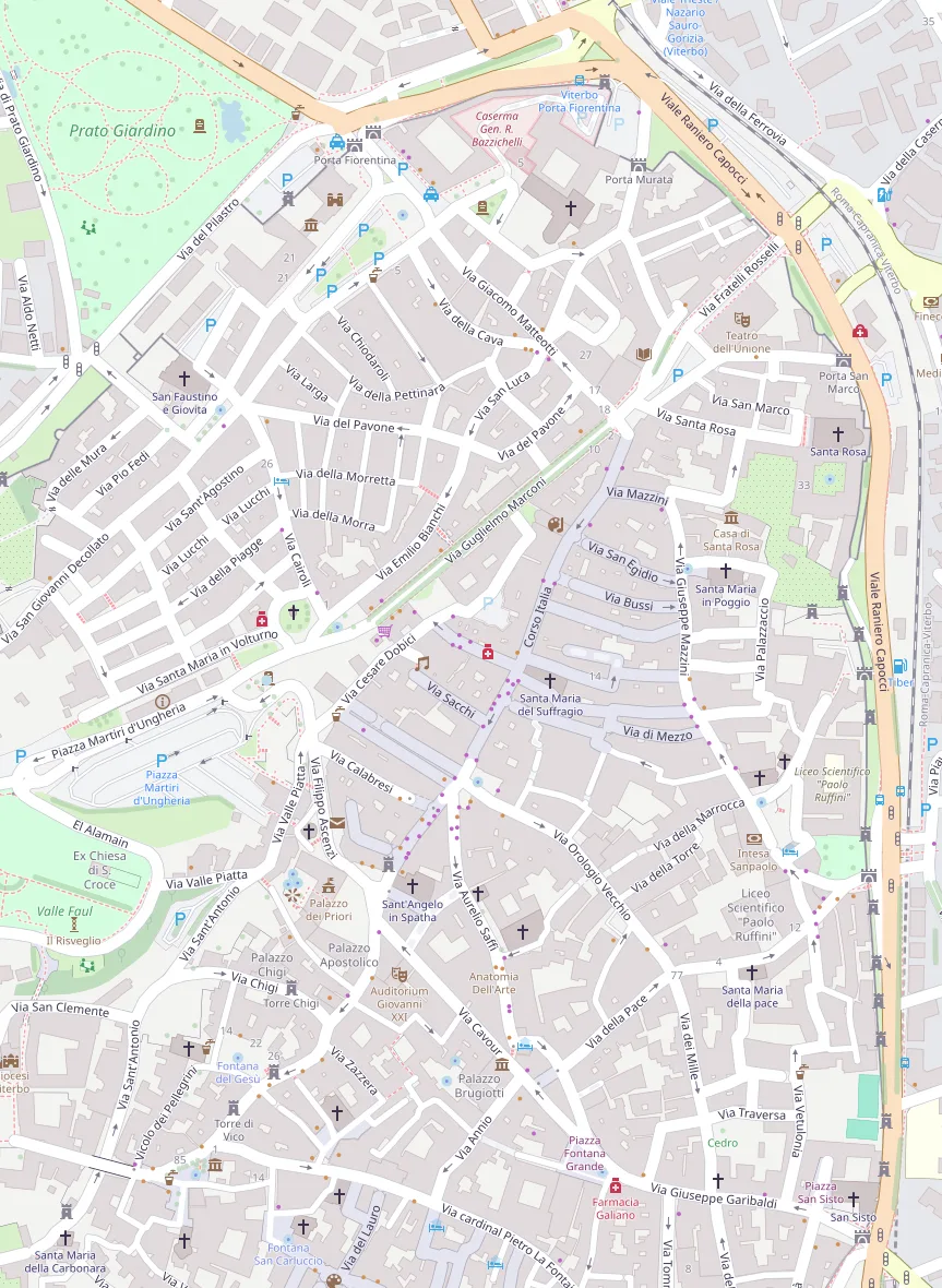 Mappa del centro storico di Viterbo