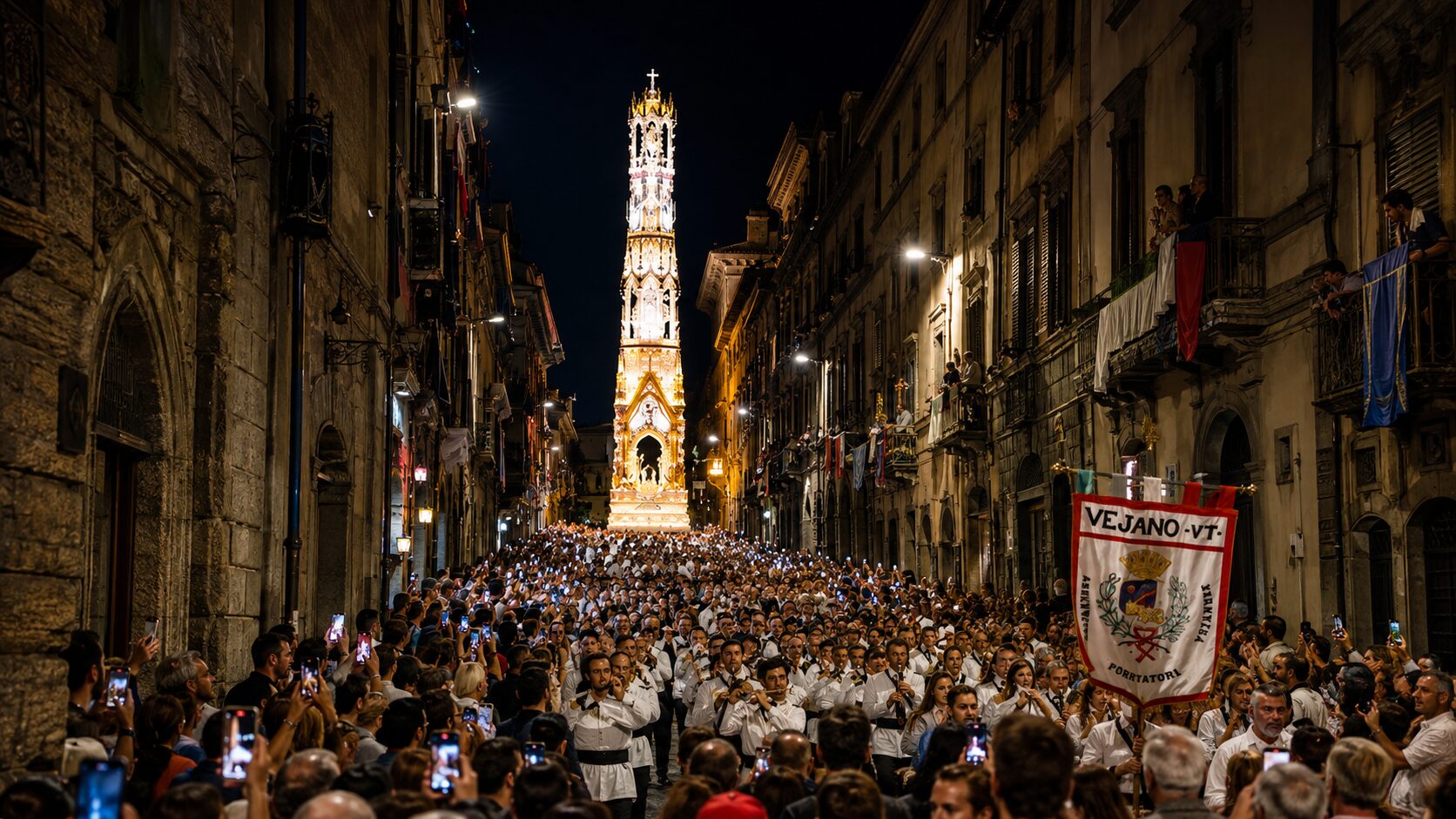 La Macchina di Santa Rosa lungo le vie del centro di Viterbo