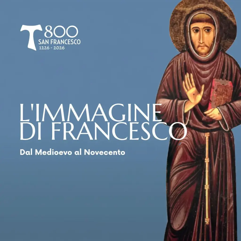 Locandina della mostra L’immagine di Francesco. Dal Medioevo al Novecento: san Francesco in un dipinto antico, accanto al titolo