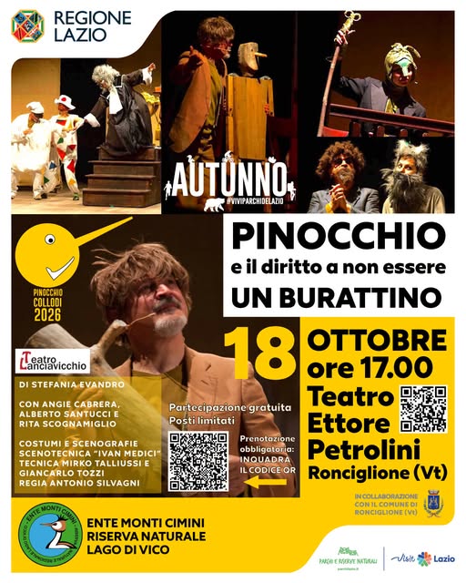 «Pinocchio e il diritto a non essere un burattino» al Teatro Petrolini di Ronciglione