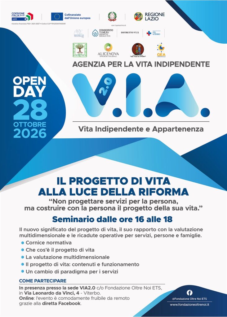 La locandina dell’open day di VIA 2.0 del 28 ottobre 2026